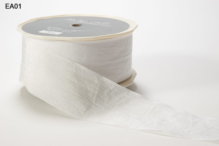 Wrinkled Faux Silk Ribbon - White - 3,8 cm -   METERSVIS Outlet Locations
