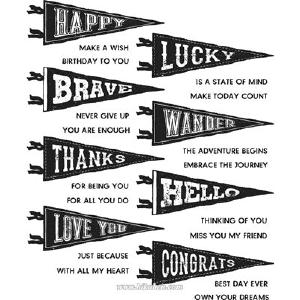 Tim Holtz Collection - Cling Stamps - Pennants Free Shipping Online