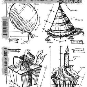 Tim Holtz Collection - Birthday Blueprint - Stamps Clearance Factory Outlet