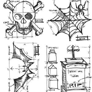Tim Holtz Collection - Halloween Blueprint - Stamps Clearance Big Discount