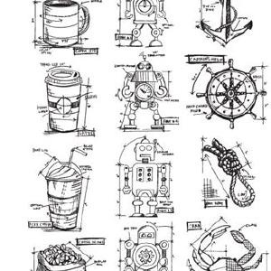 Tim Holtz Collection - Mini Blueprints #9 - Stamps Clearance Factory Outlet