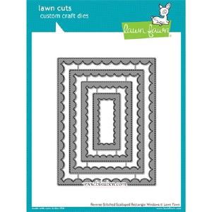 Lawn Fawn - Craft Dies - Reverse Stitch Scallop Rectangle Window High Quality