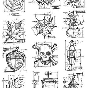 Tim Holtz Collection - Mini Blueprint Stamps Online Cheap Pice