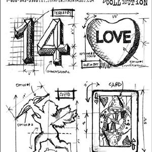 Tim Holtz Collection - Valentine Blueprint - Stamps Cheap Sale Supply