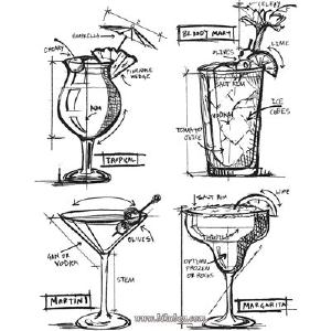Tim Holtz Collection: Cling Stamps - Cocktails Blueprint Clearance Cheap Online