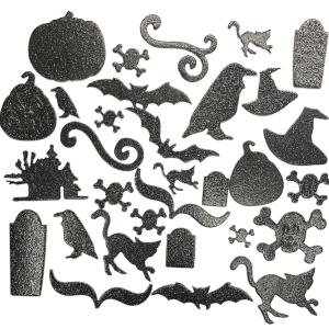MME - Black Glitter Chipboard Shapes Collections Cheap Pice