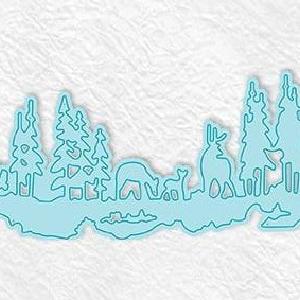 Nellie Snellen - Christmas Scene Dies - Scene with pinetrees and deer Outlet Pices