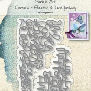 Joy! Crafts - Dies - Sketch Art - Corners Flowers & Line fantasy Affordable Cheap Pice