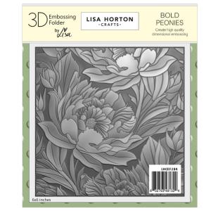Lisa Horton - Embossing Folder - 3D - Bold Peonies - 6 x 6" Clearance Latest