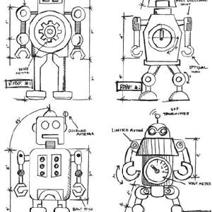 Tim Holtz Collection - Robots Blueprint - Stamps Sale Deals