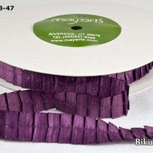 May Arts - Satin Ribbon with Pleats - Plum METERSVIS How Much Sale Online