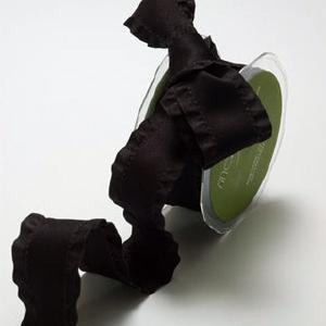 May Arts - Faux Suede with Ruffle Edge Ribbon - Black METERSVIS 100% Original Cheap Pice