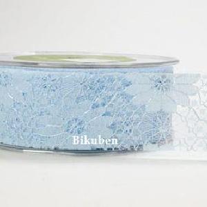 May Arts: Flower Lace Ribbon -  Lys blå  (metervis) Clearance Factory Outlet