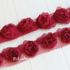Maya Road: Small Organza Rose Ribbon - RED  (metervis) Discount Brand New Unisex