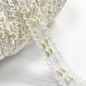 Riddersholm - Crochet Ribbon with Pearls - White - Metervis Supply Cheap Pice