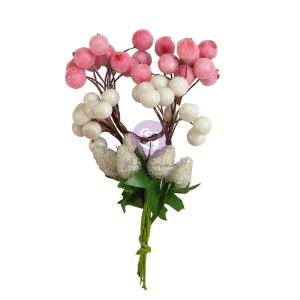 Prima - Candy Cane Lane - Paper Flowers - Frosted Berries Cheap Sale New