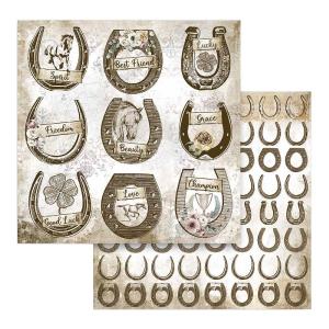 Stamperia  - Romantic Horses - Horses horseshoe -   12 x 12" Looking For For Sale