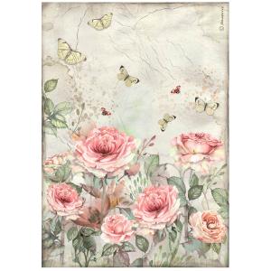 Stamperia - House of Roses  - Roses and Butterfly - Rice Paper A4 Online Online Clearance