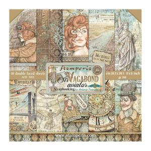 Stamperia - Sir Vagabond Aviator - Paper Pad - 8 x 8" Clearance Good Selling