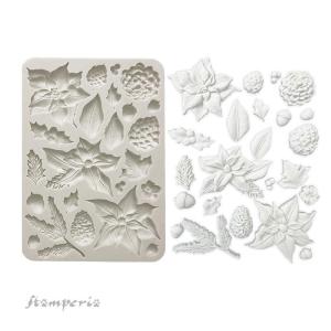 Stamperia  - The Nutcracker - Silicon Mould -  Poinsettia & Pinecones - A5 Clearance Latest