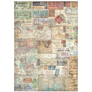 Stamperia - Art of travelling - Tickets - Rice Paper A4 Sale Visit