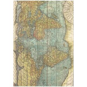 Stamperia - Around the world - Map - Rice Paper A4 Outlet Brand New Unisex