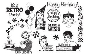 Tj Design - Retro Birhtday - Rubber Stamp Set Clearance Pictures