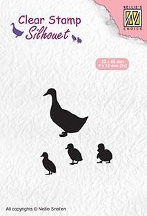 Nellie Snellen  - Clearstamp - Silhuett - Duck with chicks Buy Cheap Pice