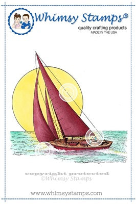 Whimsy Stamps - Cling mount - Sailboat Free Shipping Popular