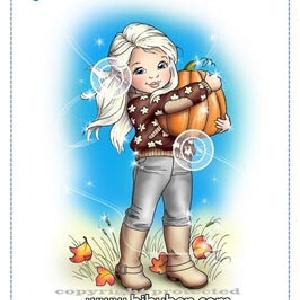Whimsy Stamps - Cling Mount - Girl and her Pumpkin Sale Affordable