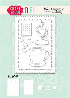Craft and You - Dies - ATC Frame with a cup of coffee Buy Cheap Best Place