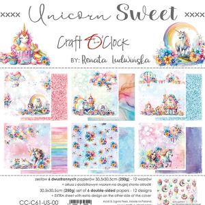 Craft O'Clock - Unicorn Sweet - Paper Pack -  12 x 12" Low Pice Sale Online