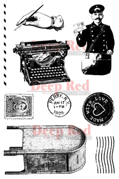 Deep Red Stamps - Vintage Postal Rubber Stamp Set - Cling Stamp Outlet Amazing Pice