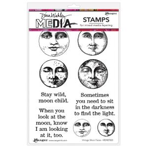 Dina Wakley Media - Stamps - Vintage Moon Faces Newest Cheap Pice