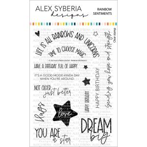 Alex Syberia Designs - Clear stamp set - Rainbow Sentiments - A6 Manchester Sale Online