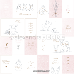 Alexandra Renke - Card Sheet - Easter illustrations Rose    12x12" Quality Free Shipping