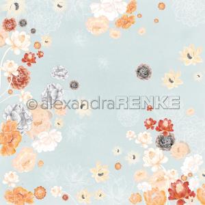 Alexandra Renke - Floral on blue - Paper -  12x12" Free Shipping Pices