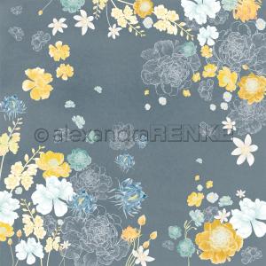 Alexandra Renke - Floral on petrol - Paper -  12x12" 2025 New For Sale
