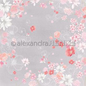 Alexandra Renke - Floral on grey - Paper -  12x12" Sale Enjoy