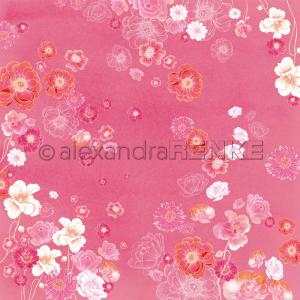 Alexandra Renke - Floral on pink - Paper -  12x12" Clearance Big Sale
