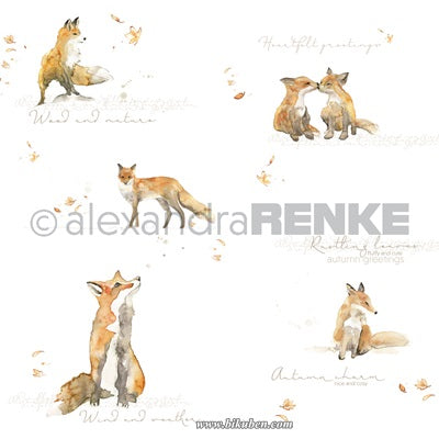 Alexandra Renke - Foxes  Paper   12 x 12" Sale Authentic
