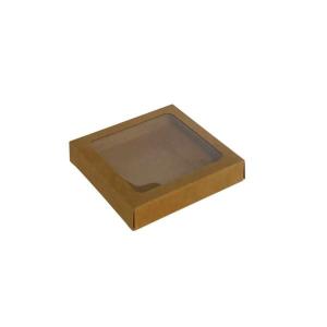 SAMPLE - 100mm Cookie Box - Kraft Brown Box with Clear Window (Brown Inside) - Paperboard Best Deals
