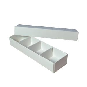 SAMPLE - Long 4 Macaroon & Choc Box - Smooth White Paperboard (Base, Insert & Lid) 100% Original Sale Online