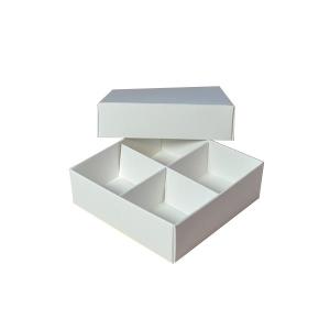 SAMPLE - Square 4 Macaroon & Choc Box - Smooth White Paperboard (285gsm) (Base, Lid & Removable Insert) Cheapest Pice Cheap Online