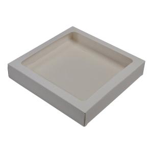 180mm Square Two Piece Cookie and Dessert Box One Piece Box with Clear Window and Slide in Tray Gloss White - Paperboard (285gsm) Cheapest Pice Cheap Pice