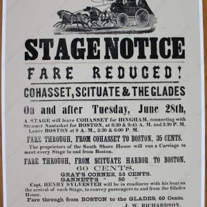Steamboat Line Stage Notice: Fair Reduced - Cohasset, Scituate & The Glades - Reproduction Extremely Cheap Online