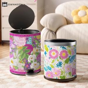Blooming Flower Doubl Barrel Leather Trash Bin Sale Professional