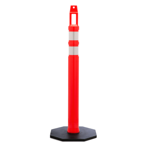 IDI 42" Diamond Top Traffic Delineator with 10lb Black Base, 2 Reflective Strips Sale Choice