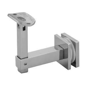 [SHRBADJ] Square Handrail Bracket -Adj. Glass Mount w/ Round Saddle (BS, MBL) Clearance Low Pice