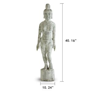Acupuncture Female Figure Model - Antique Off White Wooden Art, 40" Tall, Ideal for Decor & Study For Sale Sale Online
